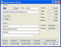 BGOffice Supplier Master Record